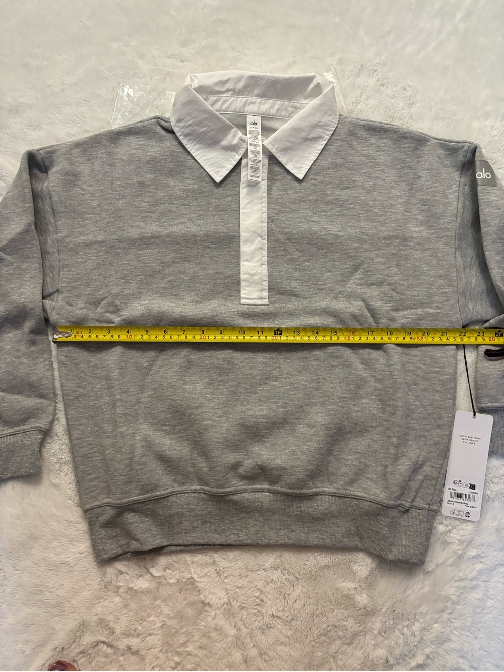 Alo Take it easy Henley Pullover Sweatshirt Athletic heather grey size small NWT - Picture 6 of 7